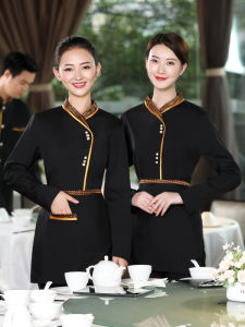 Long Sleeve Restaurant Uniform Set Mens Winter Cotton Workwear for Catering Industry Youth Server Fashion Restaurant Clothes