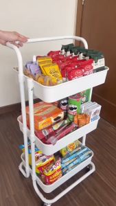 Kệ đựng đồ đa năng 3 tầng có bánh xe đẩy chuyên dụng cho spa phòng tắm bếp chất liệu inox cao cấp kệ đẩy spa kệ đựng bỉm cho bé