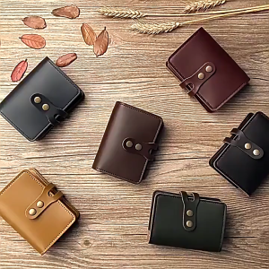 Slim Leather Card Organizer Multi Pocket Wallet Daily Commute Gear