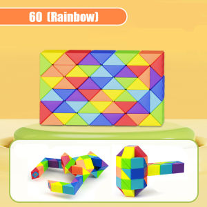 Colored Magic Cube Toys Magic Rule Snake Multi-color Puzzle Fidget Toys Decompression Transformable Cubes Educational Toys