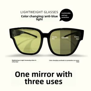 Photosensitive Discoloration Myopia Set of Glasses Driving Anti-High Beam Anti-Ultraviolet Light Discoloration Polarized Night Vision Goggles