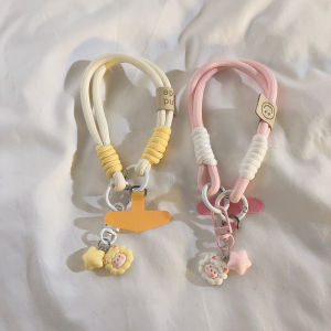 Adorable Girl Heart Ins 3D Small Sheep Star Hanging Decoration Nylon Lanyard Suitable for Mobile Phone Case Apple Huawei Xiaomi Oppo Vivo Portable Wristband Earphone Cover Bracelet Anti-fall Keychain