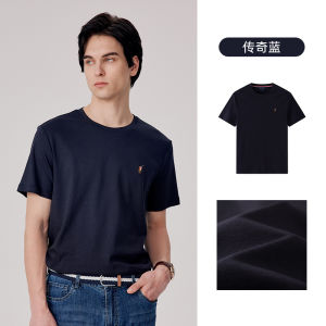 POLOWALK เสื้อยืดแขนสั้นคอกลมผ้าฝ้ายแท้สำหรับผู้ชาย ทรงหลวม ลำลอง ใส่ได้ทุกวัน ทรงพอดีตัว ป้องกันริ้วรอย สำหรับฤดูร้อน