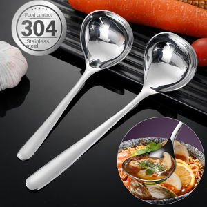304 Stainless Steel Spoon Big Head Long Handle Spoon Hot Pot Soup Spoon Kitchen Drinking Porridge Spoon Scoop Kitchen Tool