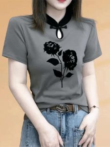 Fashionable Short Sleeve Base Shirt Womens Top Slimming Versatile Chinese Style T-shirt Summer New Arrival Hot Sale Item