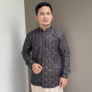 Baju kemeja Koko pria dewasa lengan panjang Sultan jaguar kerah sanghai Kancing tertutup BISA SERAGAM.