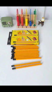 12Pcs Thick Triangular Pencils 2B/HB Wood Pencils with Sharpener School Office Writing Supplies
