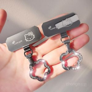 Upgraded Cute Cat Rotating Buckle Metal Thin Washer Mobile Phone Lanyard Bead Chain Water Diamond round Circle Hook Card Strip Connector