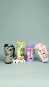 CIVAGO(17oz)แก้วน้ําหุ้มฉนวนสุญญากาศพร้อมหลอดแก้วกาแฟเซรามิกความจุขนาดใหญ่ Cartoon Series