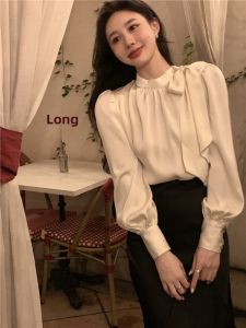 CHOEFULYN | White French Style Career Shirt Elegant Puffy Sleeve