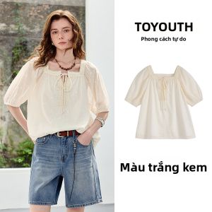 Toyouth | Áo Blouse Cổ Vuông Viền Ren