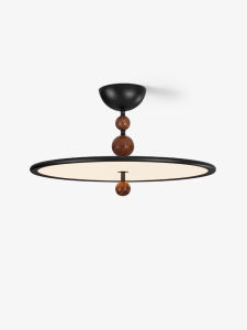 Minimalist Retro Walnut Grain Circular Eye-Protecting Ceiling Light