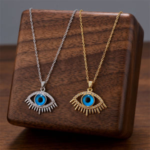 สร้อยคอรูปตาสีทองสำหรับผู้ชายและผู้หญิง สร้อยคอรูปตาสีทอง สร้อยคอแบบโซ่กระดูกไหปลาร้า เครื่องประดับแฟชั่น จี้รูปตาสีทอง