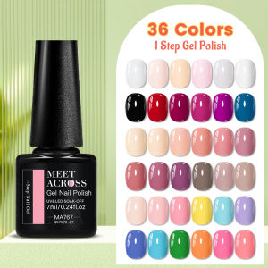 MEET ACROSS 7ml 1-Step Gel Polish No Need Base Top Coat 3 In 1 Easy to Apply Saving Time UV LED Nail Art Supplies Varnish Salon