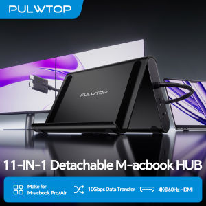 PULWTOP MacBook Docking Station Dual Monitor with 2X 4K 60Hz HDMI 100W PD RJ45 10Gbps Data SD/TF 3.5mm Audio USB 2.0