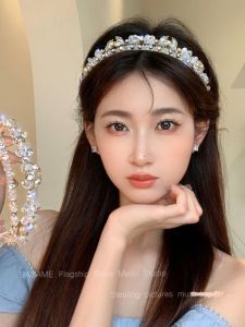 Elegant Double Layer Crystal Hairband for Women French Style Summer Forest Fairy Goddess Hair Accessories Fashionable Womens Hair Decorations