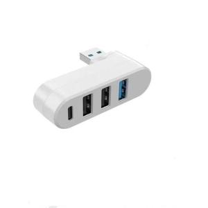 EELHOE | 180° Rotatable USB 3.0 Hub 4 Ports Type C Splitter Mini Size Easy Storage High Speed Data Transfer Dock for Travel