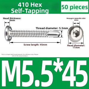 Yi Se Dian Zi | Stainless Steel Hex Head Self-Drilling Screws for Railings M5