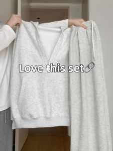 SUHUIQIAN | Hooded Chic Relax V-Neck Sweater Set