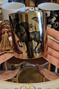 Golden mirror with gold horse and life quote design sublimation ceramic coffee mug/cup for gift/graduation/birthday