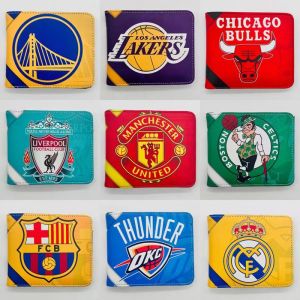 Full-Color Printed PU Fold Wallet NBA Basketball Team Logo Basketball Star Wallet Soccer Fan Gift