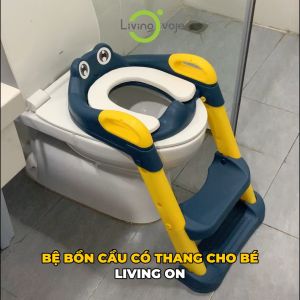 Bệ bồn cầu có thang đi vệ sinh cho bé - Có đệm mút ngồi - Nút chống trượt - An toàn - tiện dụng
