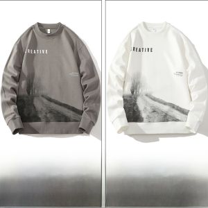 ROMON | Loose Fit Round Neck Printed Long Sleeve Sweatshirt Casual Fashionable T-Shirt For Men Spring Autumn New Arrival Base Shirt