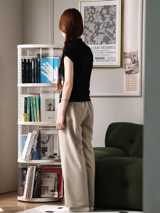 【PLAYFUL】360 Degree Rotating Bookshelf - Space Saving Floor Stand with Drawers