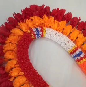 พวงมาลัยสีแดง ขนาด 1.5 เมตร  2 ชาย ดอกใหญ่ พวงมาลัยกุหลาบแดง สีสด ดอกแน่น