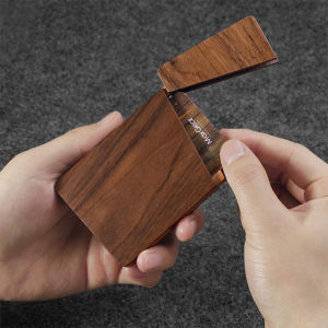 Business Card Holder Wood Cards Cases Name Card for Men Pocket Card Holder with Magnetic Closure Natural Walnut Light luxury Gift