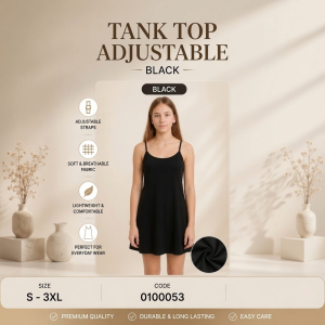 Premium Quality Tank Top Adjustable 3/4 Quarter Length White and Black Soft Breathable Fabric Lightweight Comfortable Perfect for Everyday Wear Size S-3XL Code 0100052 and 0100053