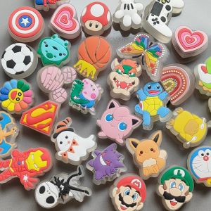 LED Flashing Light Decorative Shoe Buckle Crocs Hole Shoes Accessory Star Intelligence Bright Light Shoe Flower Part