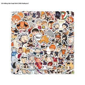 Bandai | 60 Mô Hình Chibi Haikyuu!! Bộ Nhãn Dán Hoạt Hình Chống Thấm Nước DIY Trang Trí Tạp Chí Đề Can Giấy Tổng Hợp Phụ Kiện Văn Phòng Phẩm