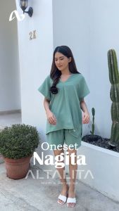 Altalita - Setelan Piyama Wanita Celana Pendek Cringkle Airflow Premium One Set Nagita Jumbo Baju Tidur Wanita V Neck Kekinian