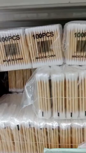 【MY Girl】20Packs Cotton Swabs 100pcs/per Pack Bamboo Stick White with Plastic Wrapper Eco Friendly