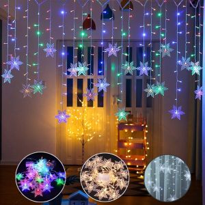 [SG SELLER]Christmas Snowflake LED String Light Curtain String Light Fairy Lights - 220v
