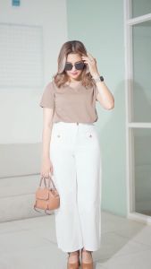 Kaos Polos Pendek Cotton Combed Vneck Kaos Fashion Wanita Korean Style Oversize Atasan wanita Terbaru Lerist - Cokpol