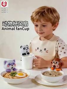 Cartoon Air-Blowing Cooling Attachment For Hot Drinks Portable Mini Fan Clip-On Design For Instants Cool For Summer Household