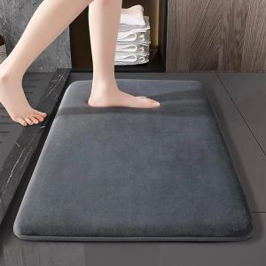 Thick Absorbent Bath Mat Plush Coral Velvet Floor Mat Memory Foam Bath Mat Anti-slip Doormat for Room Kitchen Bathroom