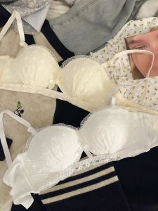 Sweet Style Womens Lace Bra Set Wireless Gathered Small Chest Push up Auxiliary Breast Reduction Anti Sagging Home Clothes