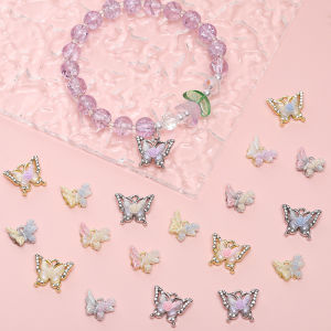 จี้ผีเสื้อประดับเพชรโลหะผสม DIY ทำมือ เครื่องประดับโทรศัพท์มือถือ สร้อยข้อมือ อุปกรณ์ทำเครื่องประดับ จี้ผีเสื้อ