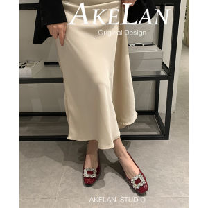 รองเท้าส้นหนาแบบสวมข้อต่ำสำหรับผู้หญิง สไตล์ฝรั่งเศส ทรงหัวเหลี่ยม ด้านในทำจากหนังแกะ รองเท้าแฟชั่นส้นเตี้ย