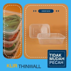Thinwall kotak makan 3000ml / thinwall KLIR / Thinwall KLIR 3000ml + Tutup / thinwall kotak Klir 3000ml / tempat makan plastik 3000ml / 1 pack isi 25 pcs - ANTI PECAH / thinwall anti bocor