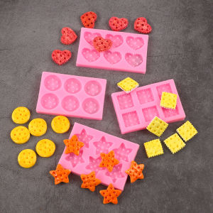 Cookies Silicone Mold DIY 6-Cavity Heart Round Square Pentagram Fondant Biscuits Chocolate Candy Baking Cake Decorating Tools
