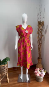 Daster Manohara Bali Long Rayon Adem motif Seruni Fanta