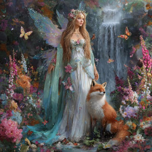Oil Painting By Numbers Forest Fairy with Fox Number Drawing Canvas DIY Pictures By Numbers Home Decor