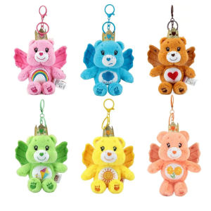 15cm Care Bears Squeak Plush Key Chains Backpack  Lovely Stuffed Dolls Toy Schoolbag Decor  Cute Keyring Present Birthday Gifts