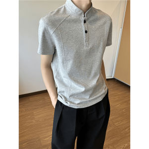 Slim Fit Polo Shirt Henry Collar Short Sleeve