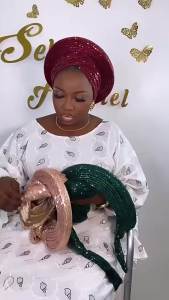 Sequins African Autogele Headtie Nigeria Wedding Geles Already Made Auto Gele Women Head Wraps Female Turban Cap Party Headgear