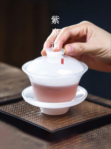 Purple Spring Gap Ice Jade Porcelain Tea Bowl Ceramic Glass Jade Cover Bowl for Brewing Tea from Zhiquan Gap Brand